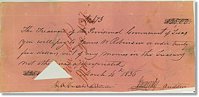 J. W. Moody Auditor Provisional Government of Texas