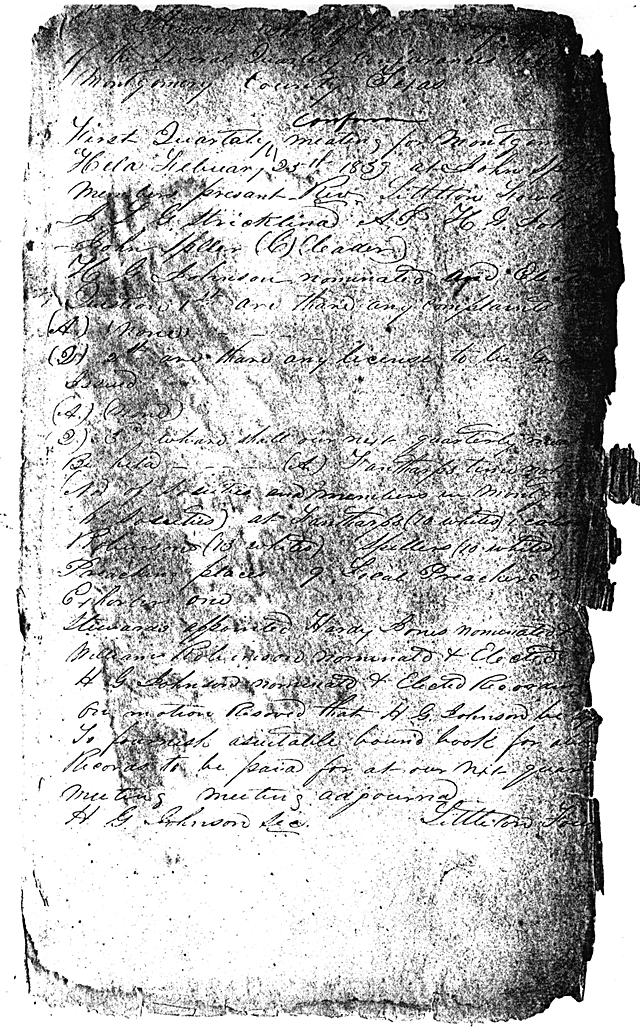 February 26, 1839 Quarterly Conference Meeting of the Montgomery Circuit February 26, 1839 Quarterly Conference Meeting of the Montgomery Circuit